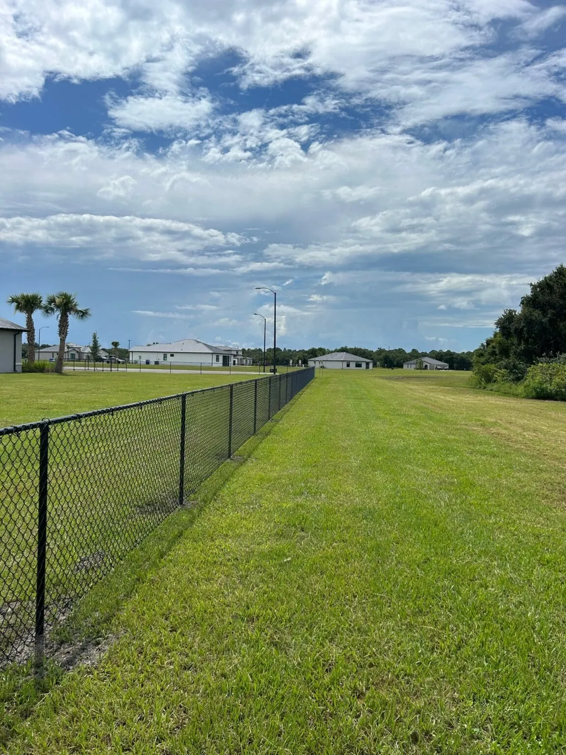 Suburban landscape with cloudy sky