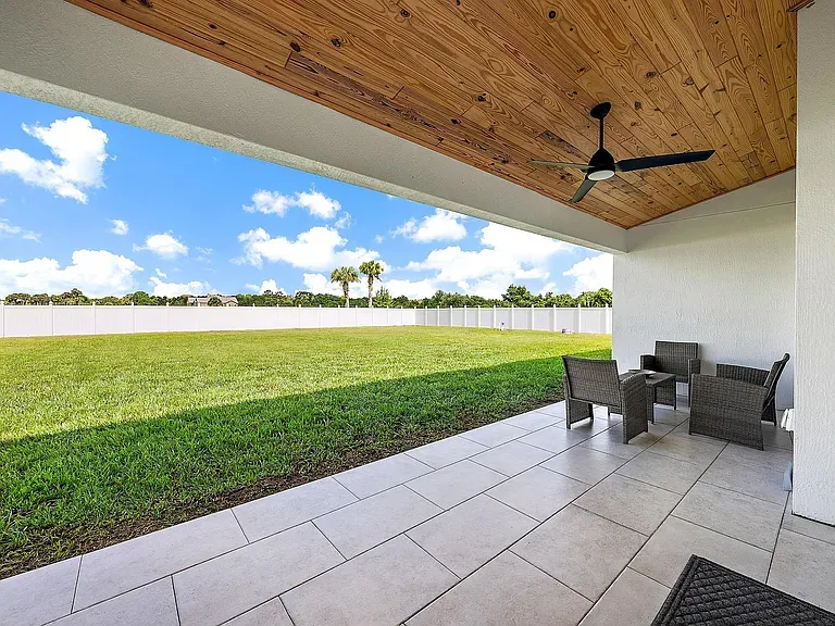 Spacious backyard view from patio