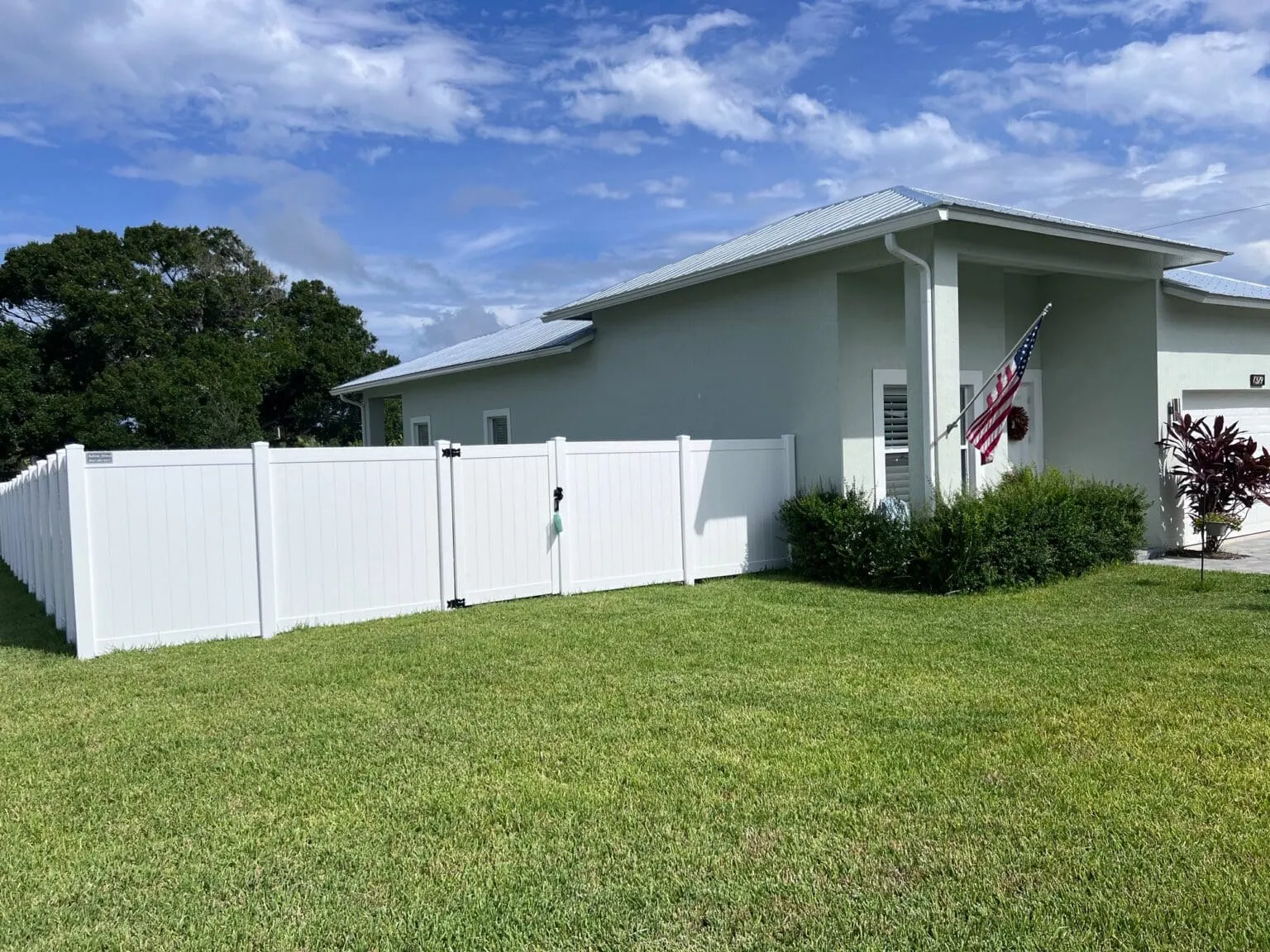 Residential home with American flag display