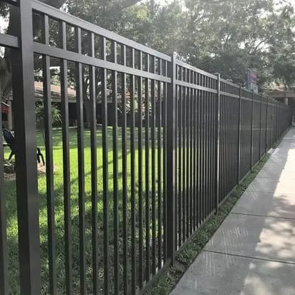 Iron fence bordering grassy area
