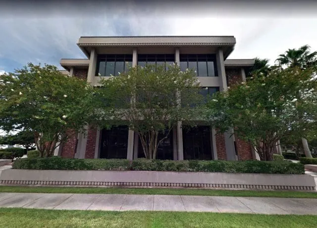 Three-story brick office building exterior